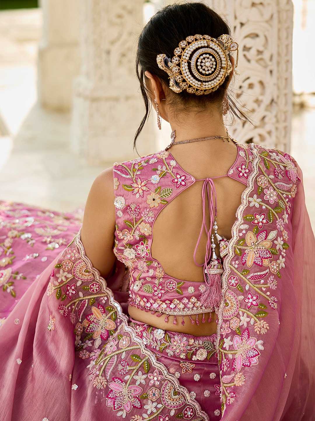 Organza  Embroidered  Lehenga Choli Wedding Outfit